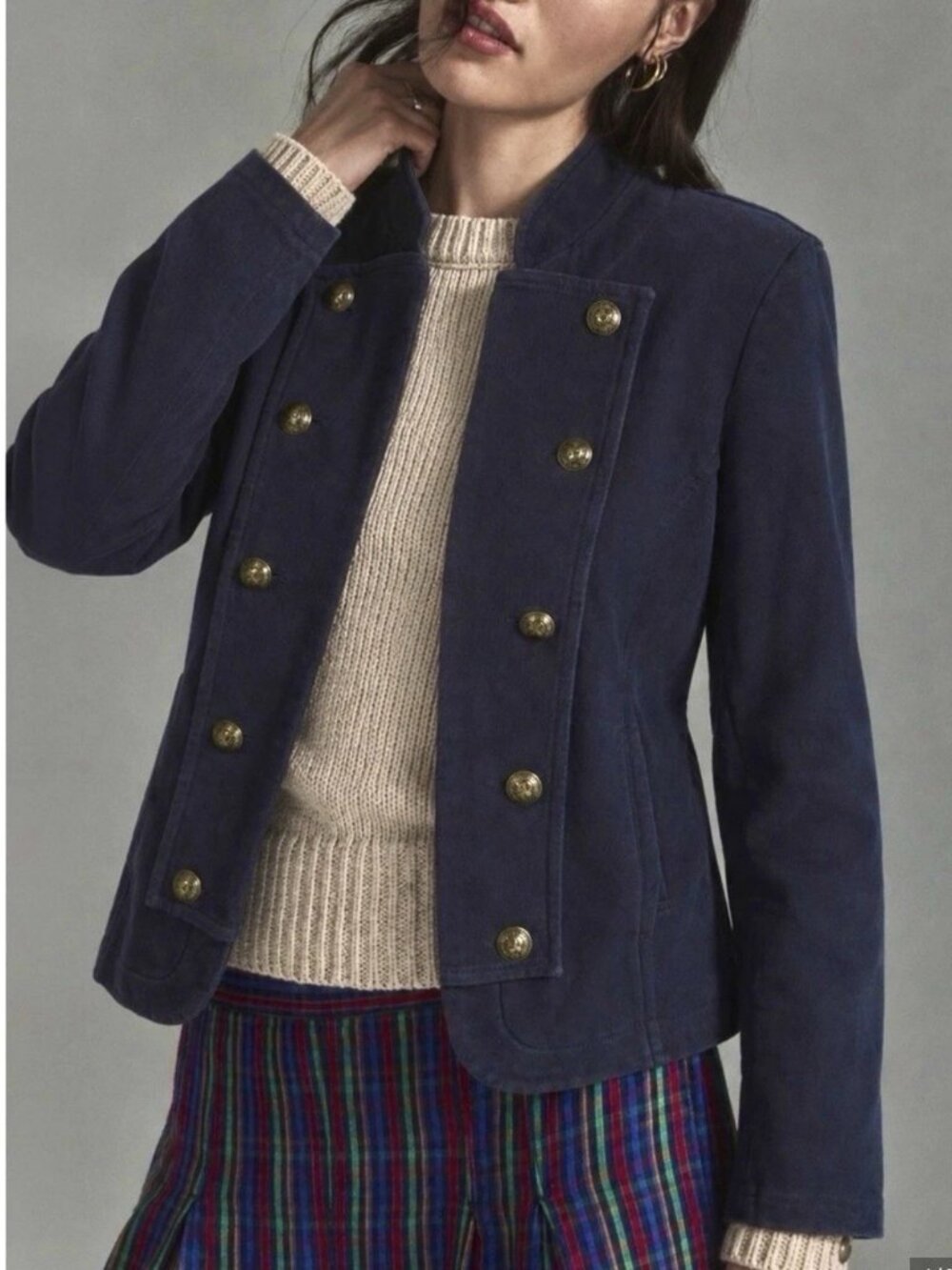 Tommy Hilfiger Classic Military Band Open Front Jacket Sz L